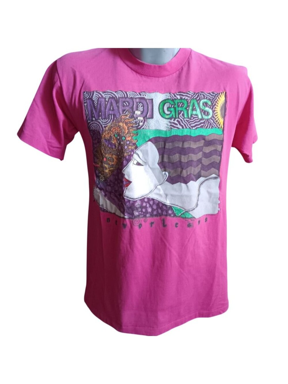 Vintage T-Shirt Large Sngle Stitch 1990 R Murina Mardi Gras Hanes New Orleans
